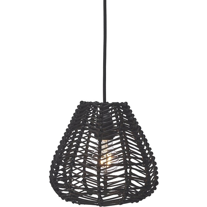 Mała rattanowa lampa wisząca Adelle czarna 24cm